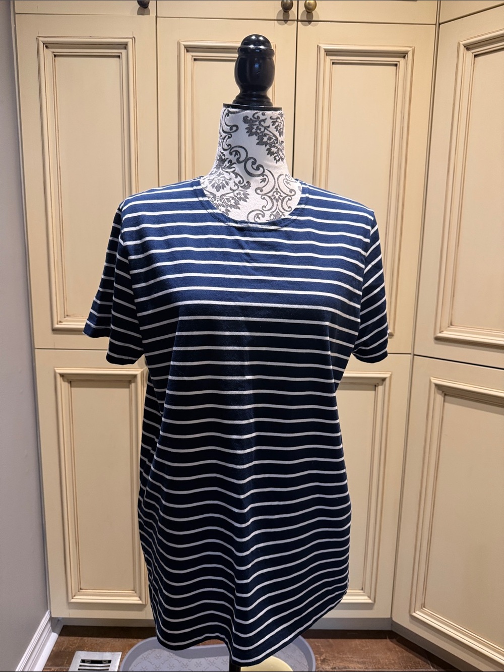 a.n.a Navy and White Striped Short-Sleeve Tee